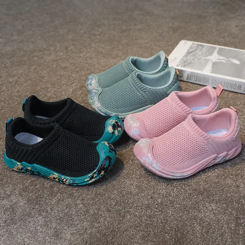 Children Sports Shoes School Running Shoes for Student 2025 Casual Knitted Fabric Comfortable Soft Sole Boy Girl Sneakers I07124