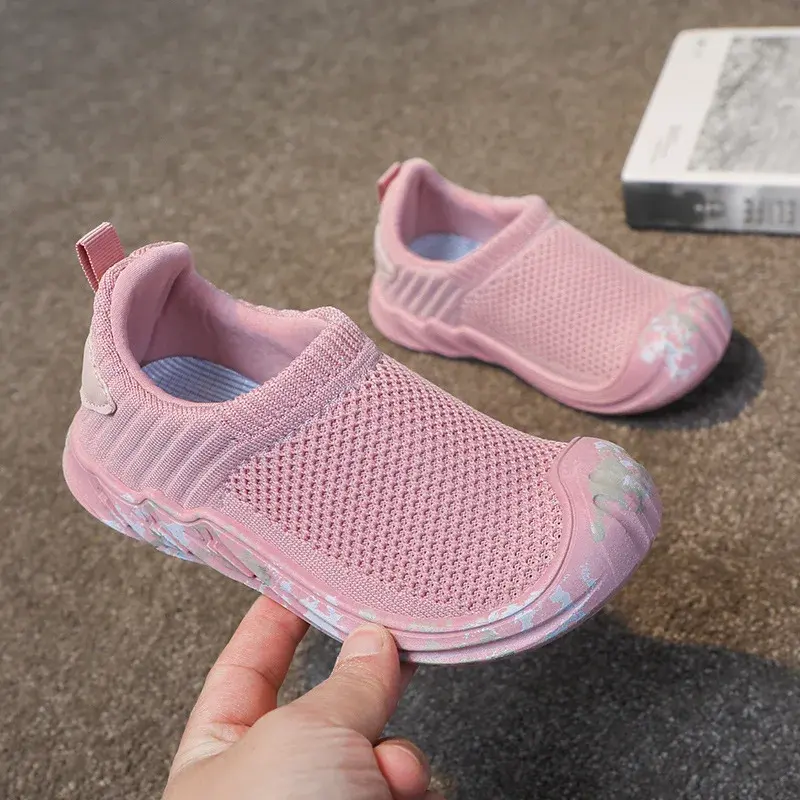 Children Sports Shoes School Running Shoes for Student 2025 Casual Knitted Fabric Comfortable Soft Sole Boy Girl Sneakers I07124