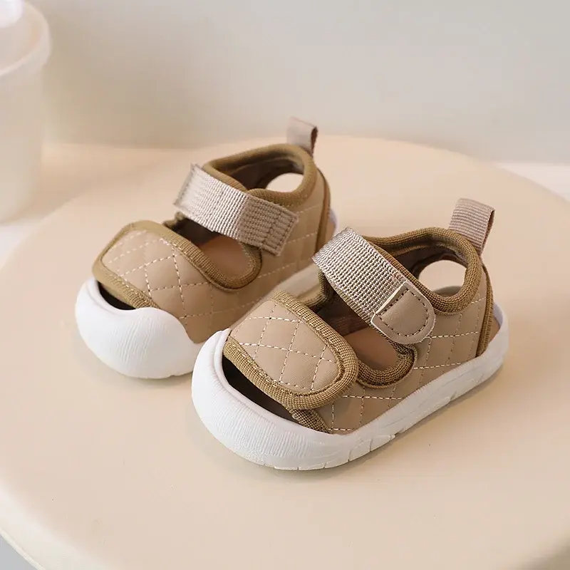 Leisure Summer Toddler Sandals Baby Girl Shoes Solid Color Plaid Breathable Boys Sneakers Kids Infant Sport Girls Sandals I06125