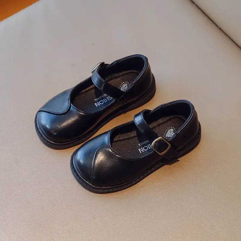 Princess Shoes Ballet Flats Fashion Retro Noteworthy Girls Shoes for Kids All Match Pretty Silhouette mary janes Shoes I07208