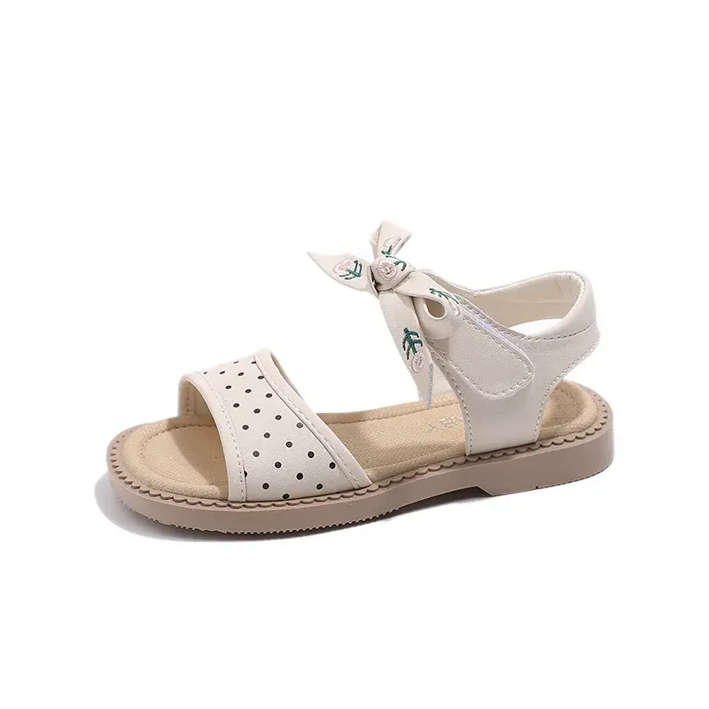 Beautiful Embroidery Ancient Style Baby Girl Sandal Cute Polka Dot Print School Girls Sandals Brand Designer Summer Shoes I03274
