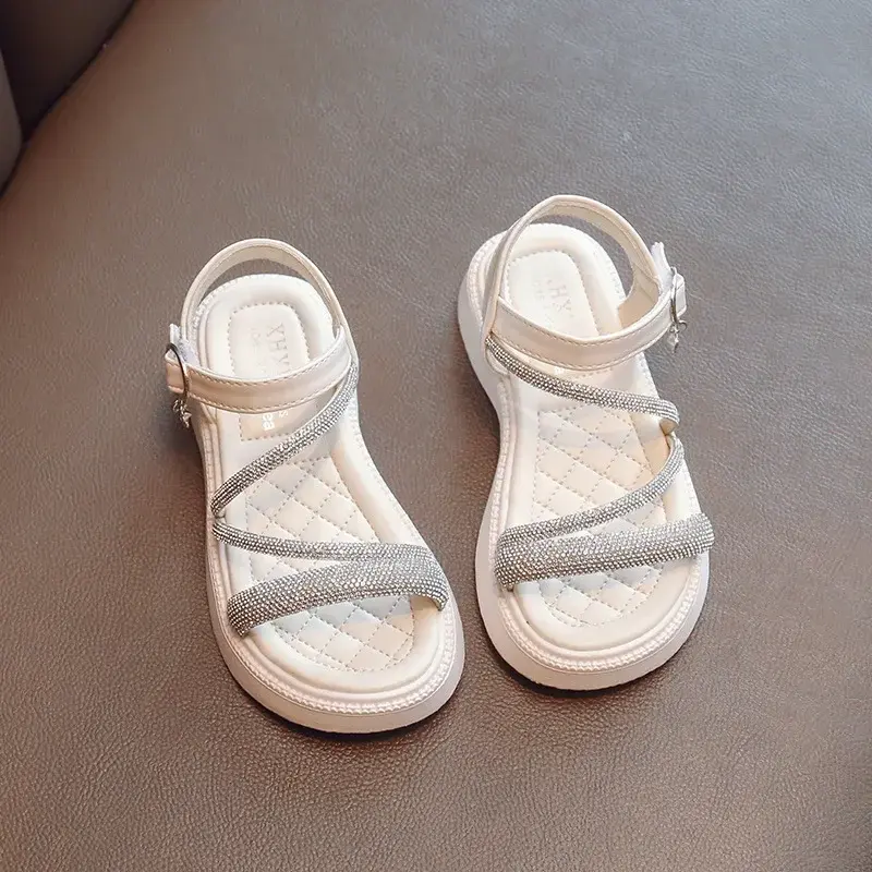 Girls Shoes 2025 Gladiator Children Girl Slides Summer Rhinestone Dreamlike Princess Sandals Wedding Party Shoes Child I01091