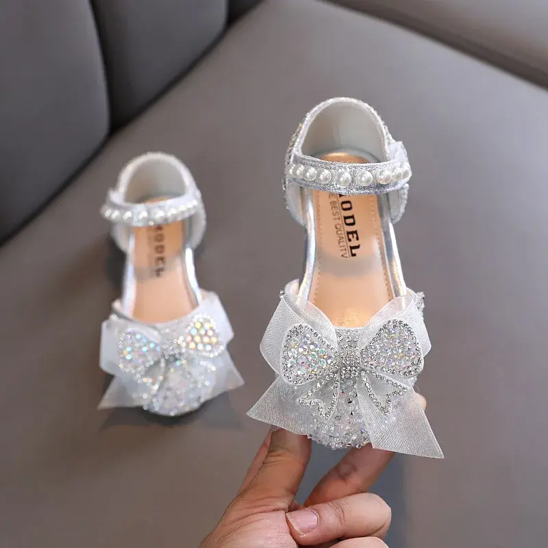 Black Pink Silver Children Shoes Girls Princess Shoes Fashion Girls Sandals Kids Designer Shoes Summer New Girls Sandals I06265