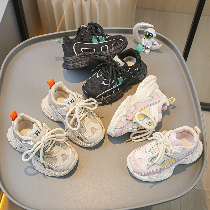 Stripes Printed Sneakers for Children Sports Shoes Comfortable Running Shoes Outdoor Boys Girls Leisure School Shoes Kids I06013