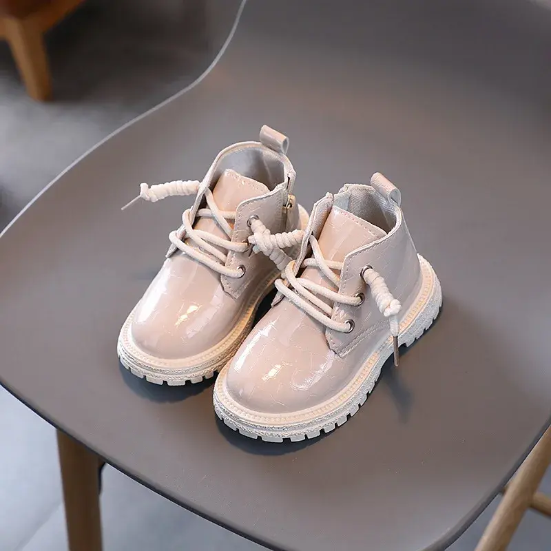 Brand Designer Crocodile Pattern Toddler Girls Boots for Autumn Winter Fashion Cowboy Shoes Kids Boy Sneakers Black Beige F08243