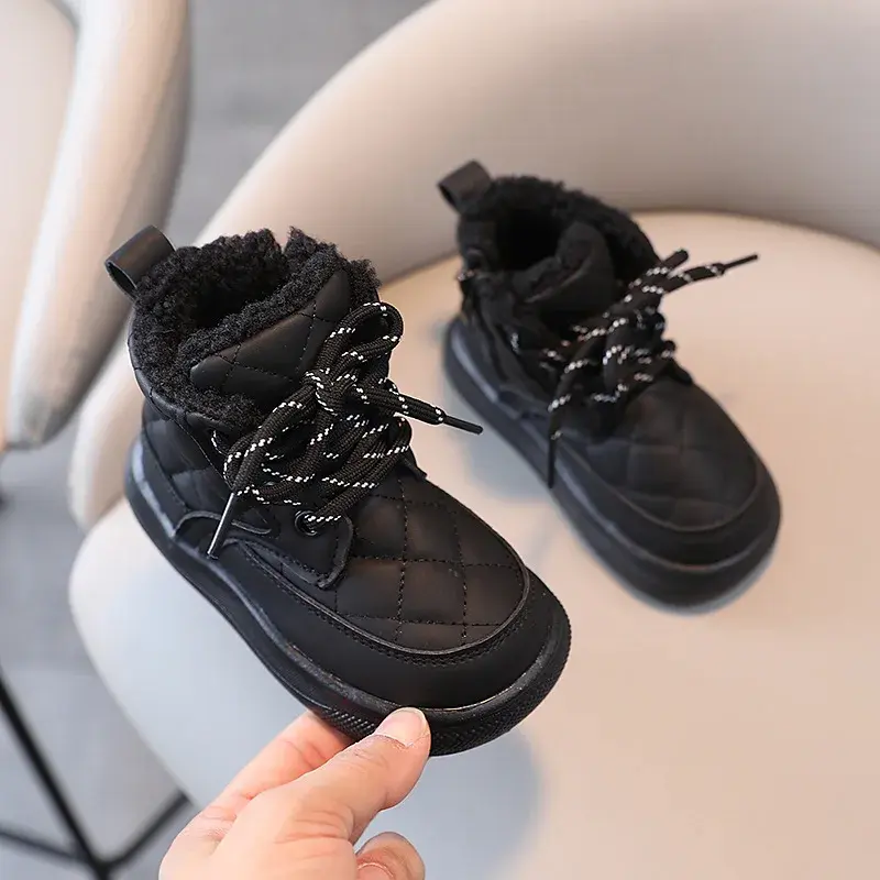 1-6 Yrs Plaid Baby Boots Super Thermal Boots for Kids Girls Lace Up Toddler Boy Platform Shoes Leisure Children Shoes Kid I07135