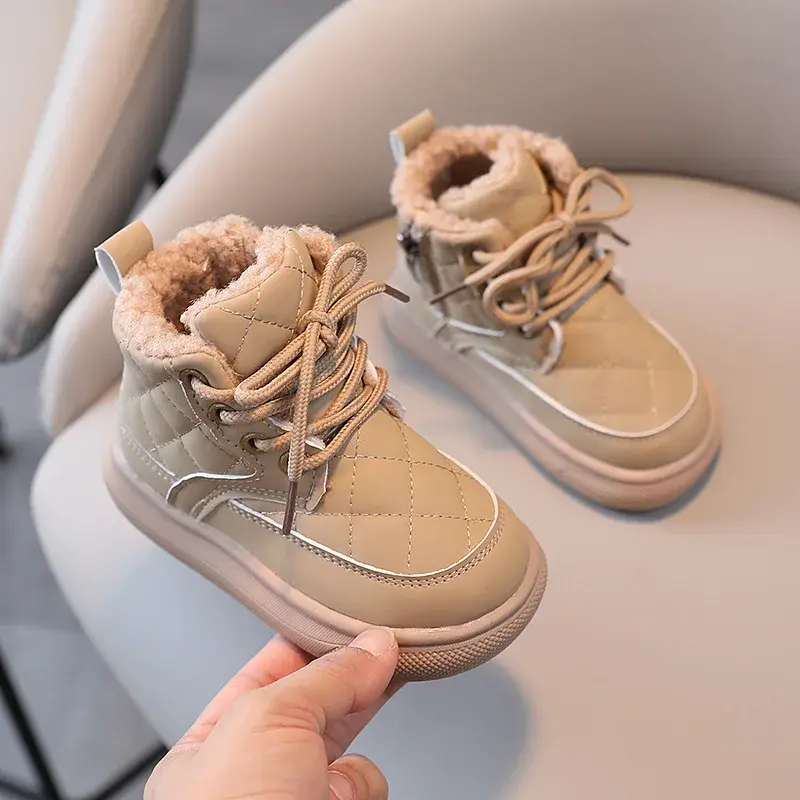 1-6 Yrs Plaid Baby Boots Super Thermal Boots for Kids Girls Lace Up Toddler Boy Platform Shoes Leisure Children Shoes Kid I07135