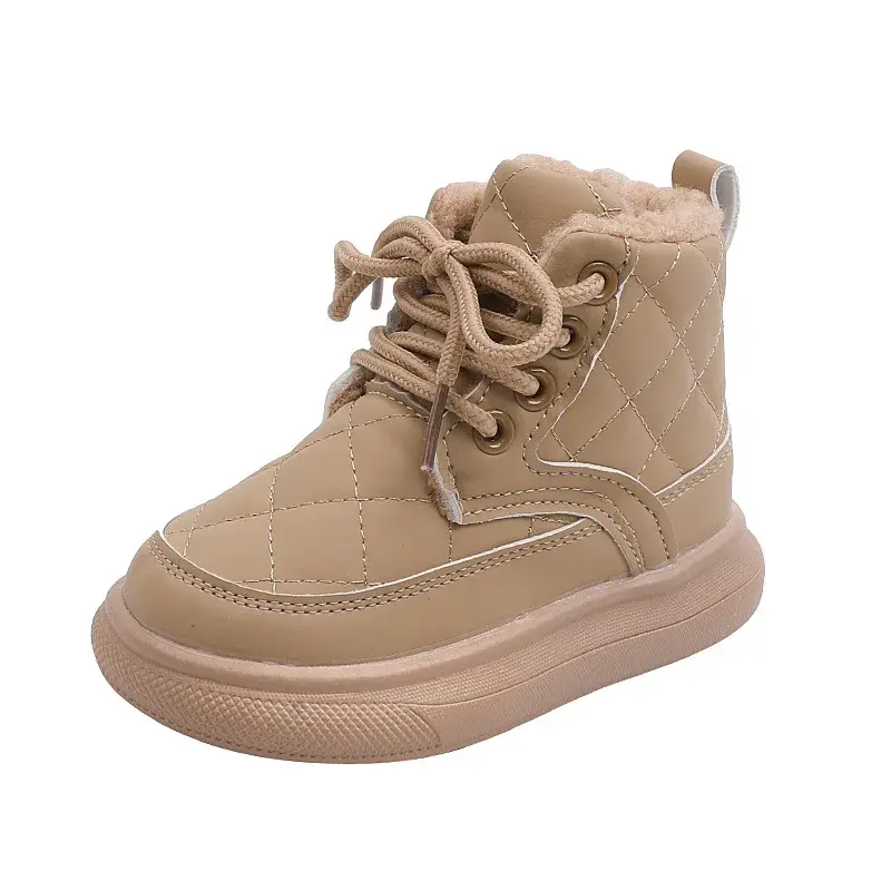 1-6 Yrs Plaid Baby Boots Super Thermal Boots for Kids Girls Lace Up Toddler Boy Platform Shoes Leisure Children Shoes Kid I07135