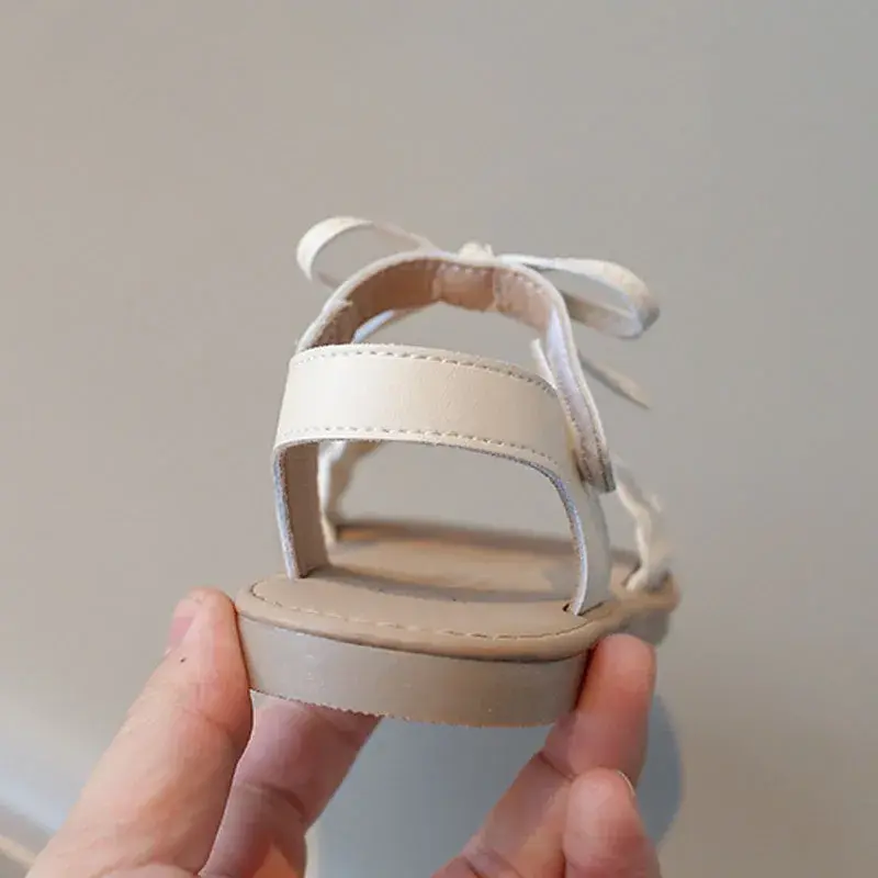 Bohemia Style Classic Fashion Open Toe Non-slip Children Shoes Girls Sandals Bowtie Braided Princess Summer Vacation Shoe I01081