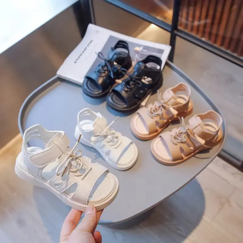 Soft Bottom Girls Gladiator Sandals Fashion Strape Brand Designer Baby Girl Shoes Open Toe Summer Student  Platform Shoes I04014