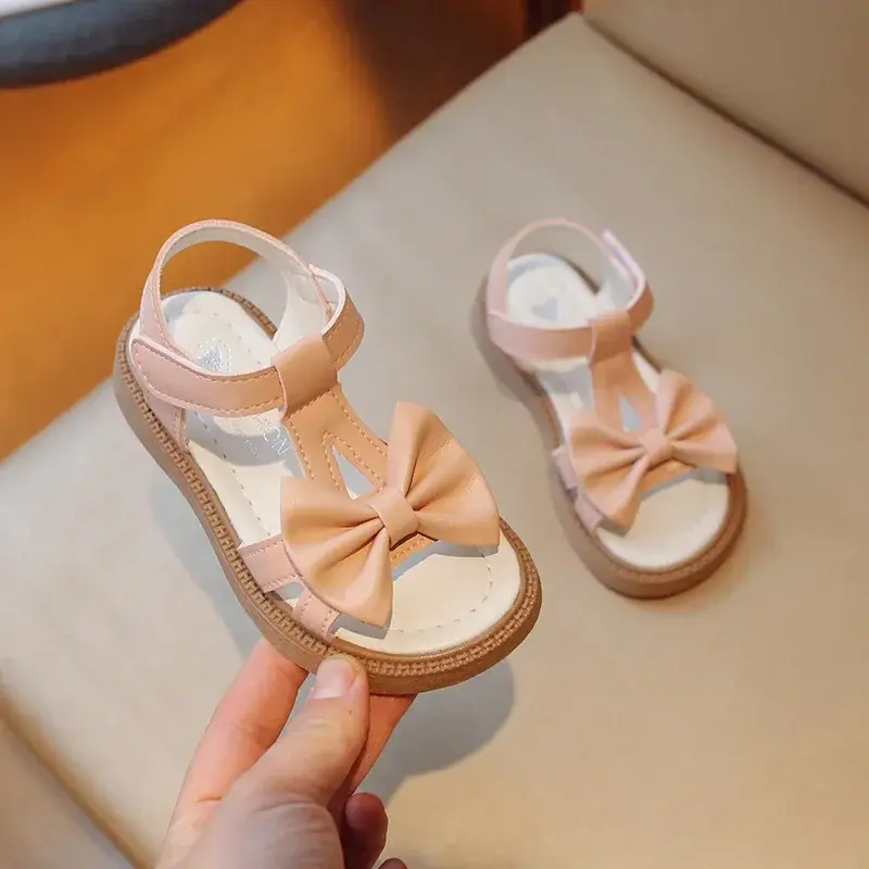 Summer Sandals Bow Children Shoes Girls Sandals Baby Birthday Party Princess Soft Beach Sandal Girl Solid Platform Shoes I04193