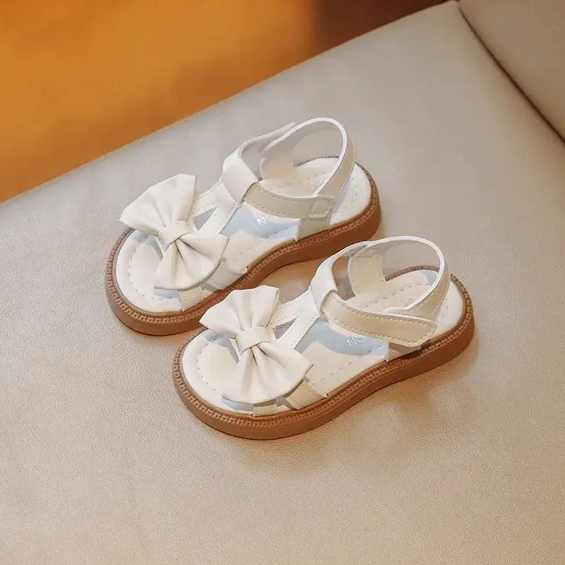 Summer Sandals Bow Children Shoes Girls Sandals Baby Birthday Party Princess Soft Beach Sandal Girl Solid Platform Shoes I04193