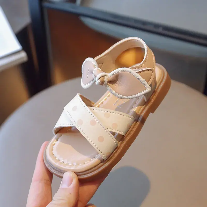 Bow Children's Summer Shoes Cute Polka Dot Beach Non Slip Sandals for Baby Girls Footwear School Soft Kids Fashion Sandal I03305