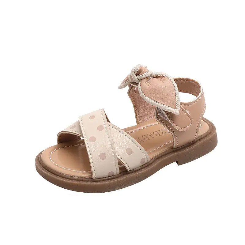 Bow Children's Summer Shoes Cute Polka Dot Beach Non Slip Sandals for Baby Girls Footwear School Soft Kids Fashion Sandal I03305