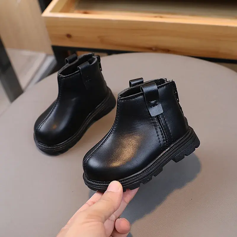 New Trend Back Zipper chimney boots for toddler girl Cozy Velvet Newborn Baby Boy Short Boots Winter Birthday Party Shoes I07236