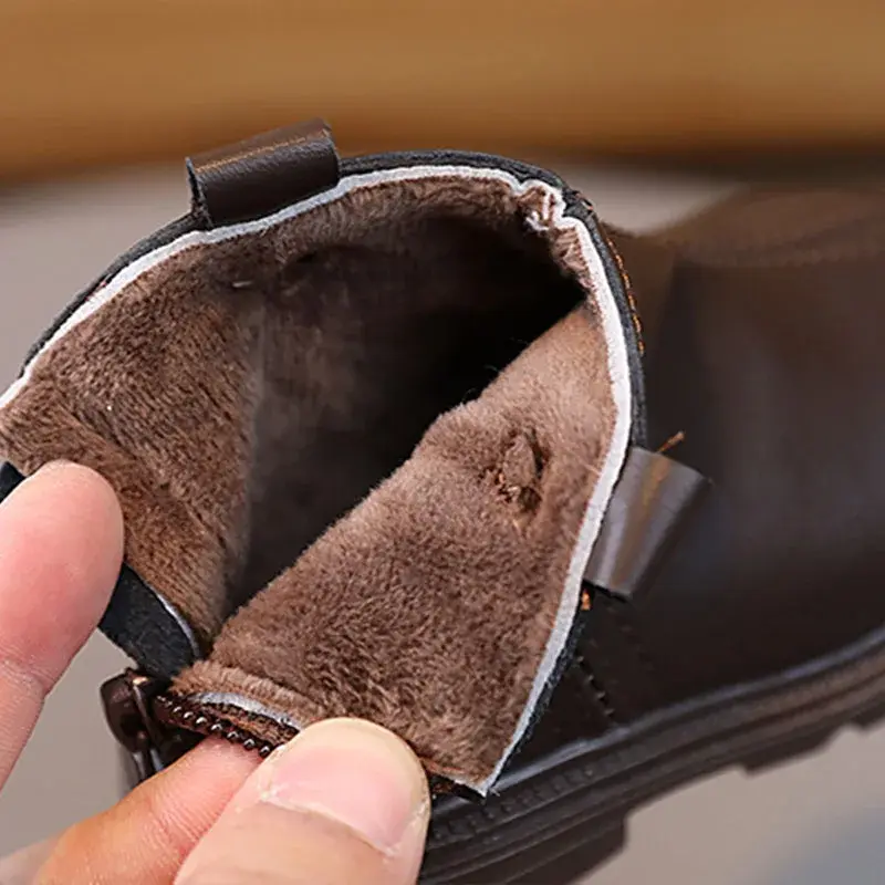 New Trend Back Zipper chimney boots for toddler girl Cozy Velvet Newborn Baby Boy Short Boots Winter Birthday Party Shoes I07236
