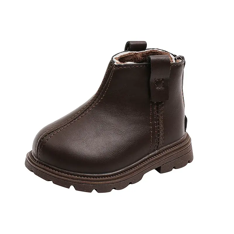 New Trend Back Zipper chimney boots for toddler girl Cozy Velvet Newborn Baby Boy Short Boots Winter Birthday Party Shoes I07236