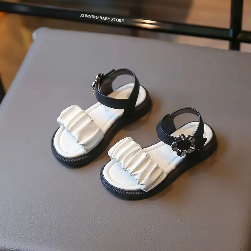 Girls Sandals 2025 Summer New Style Little Girl Dress Shoes Contrasting Color Princess Wedding Party Platform Shoes Child I03151