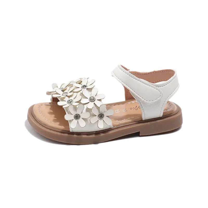 2025 Summer New Girls Casual Sandals Children's Soft Bottom Non-slip Beach Shoes Baby Appliques Flowers Fashion Sandals I04044