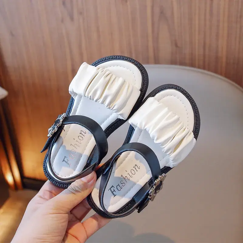 Girls Sandals 2025 Summer New Style Little Girl Dress Shoes Contrasting Color Princess Wedding Party Platform Shoes Child I03151