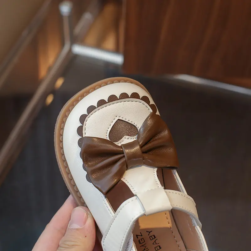 Princess Toddlers Girls Leather Shoes Flat with Bow-tie Kids Platform Dress Shoes Soft Spring Sweet Love Shoes Child Girl I07226