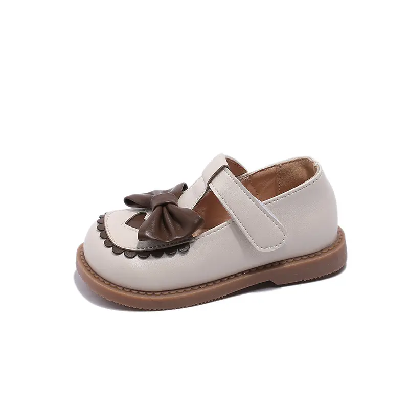 Princess Toddlers Girls Leather Shoes Flat with Bow-tie Kids Platform Dress Shoes Soft Spring Sweet Love Shoes Child Girl I07226