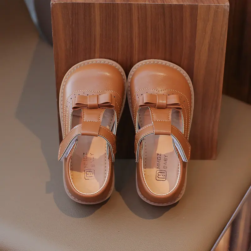 Spring Autumn Girls Leather Shoes Simple Brand Designer Princess Sweet Cute Soft Comfortable Children Flats Kids Shoes H03062
