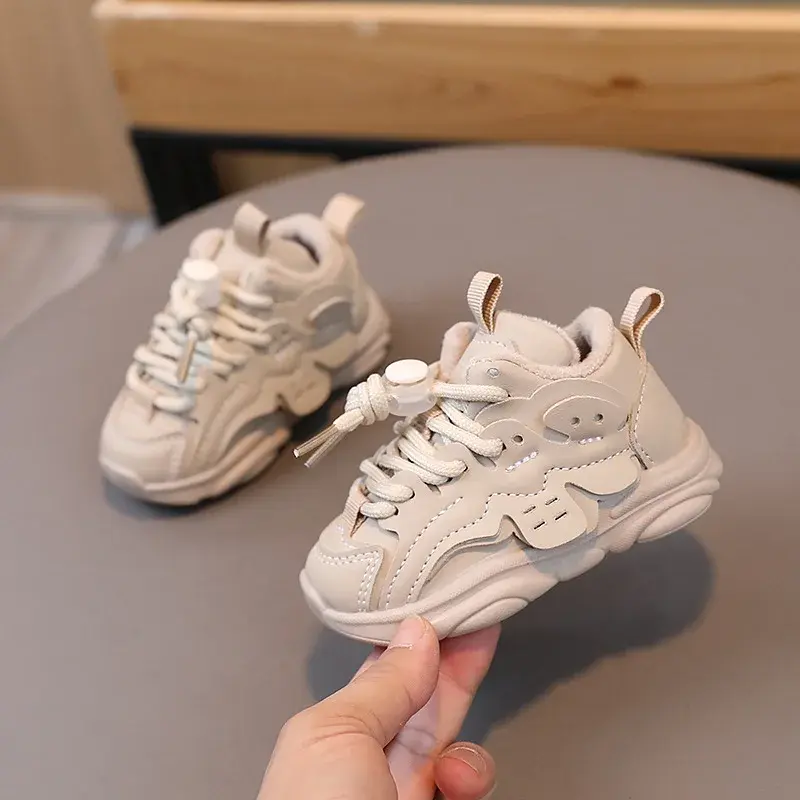 Timeless and Versatile Toddler tennis Shoes Thermal Velvet Lined Newborn First Shoes Garden Walking Shoes Kids Sneakers I07216