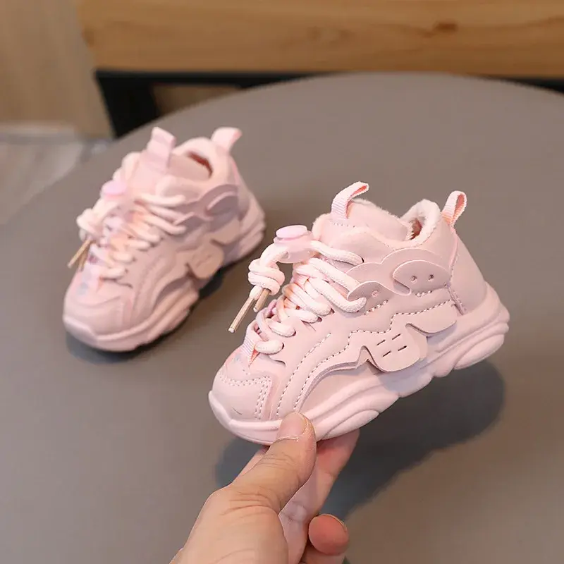Timeless and Versatile Toddler tennis Shoes Thermal Velvet Lined Newborn First Shoes Garden Walking Shoes Kids Sneakers I07216