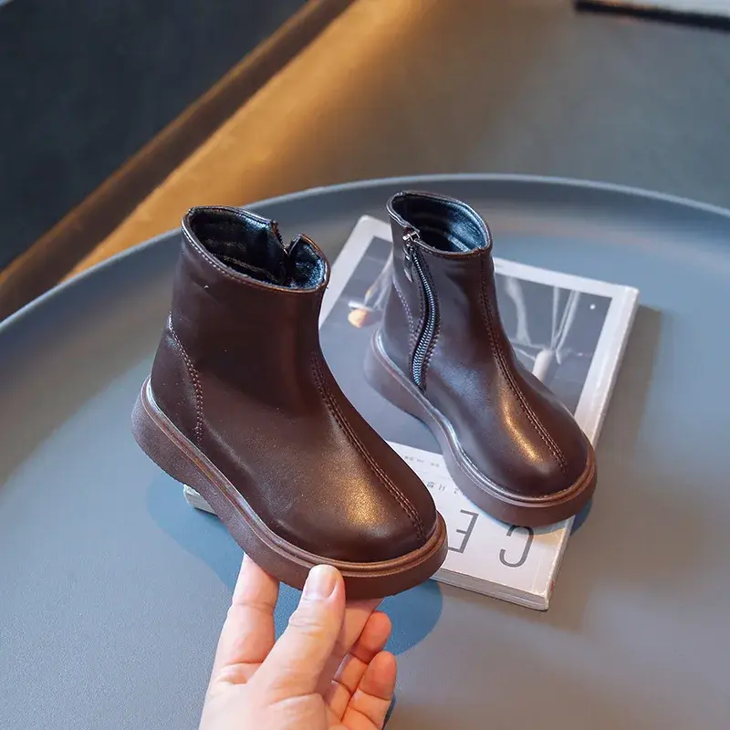 Retro High top Children Shoes Girls Fall Boots Brand Designer Sewing Kids Girl Short Boots Student School Shoes Vintage F08311