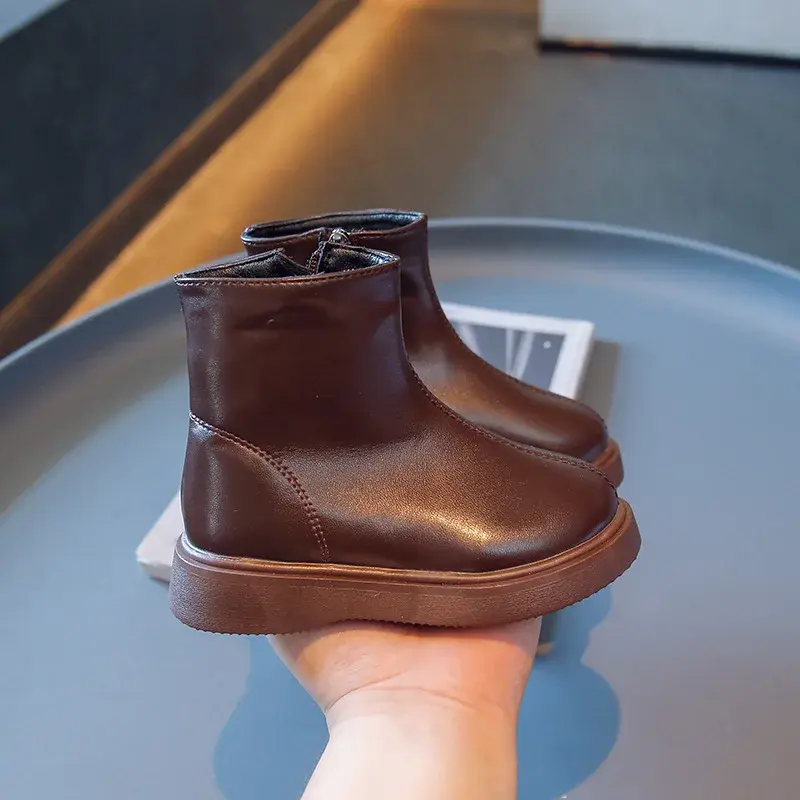 Retro High top Children Shoes Girls Fall Boots Brand Designer Sewing Kids Girl Short Boots Student School Shoes Vintage F08311