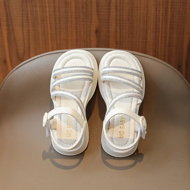 Girls Shoes Rhinestone Strape Children Girl Slides Summer Dreamlike Princess Sandals Wedding Party Platform Shoes Child I03264