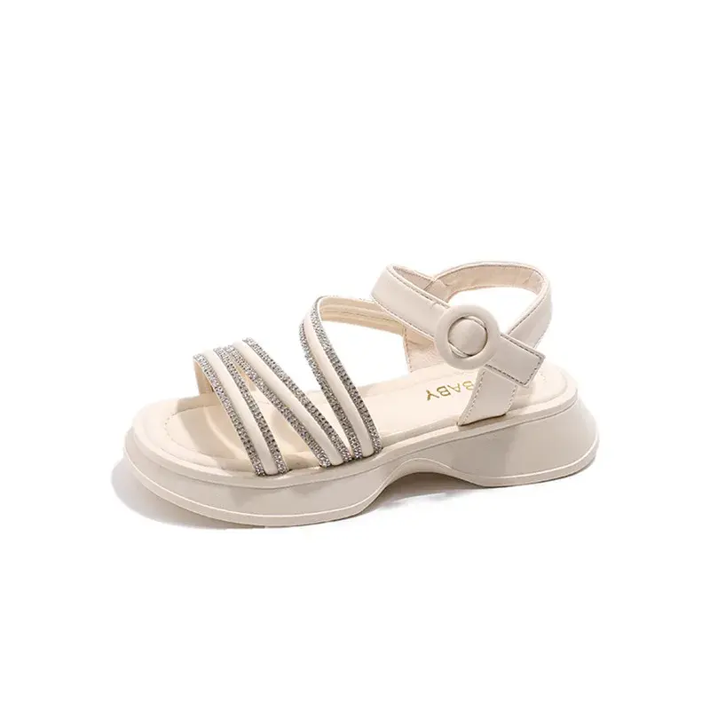 Girls Shoes Rhinestone Strape Children Girl Slides Summer Dreamlike Princess Sandals Wedding Party Platform Shoes Child I03264