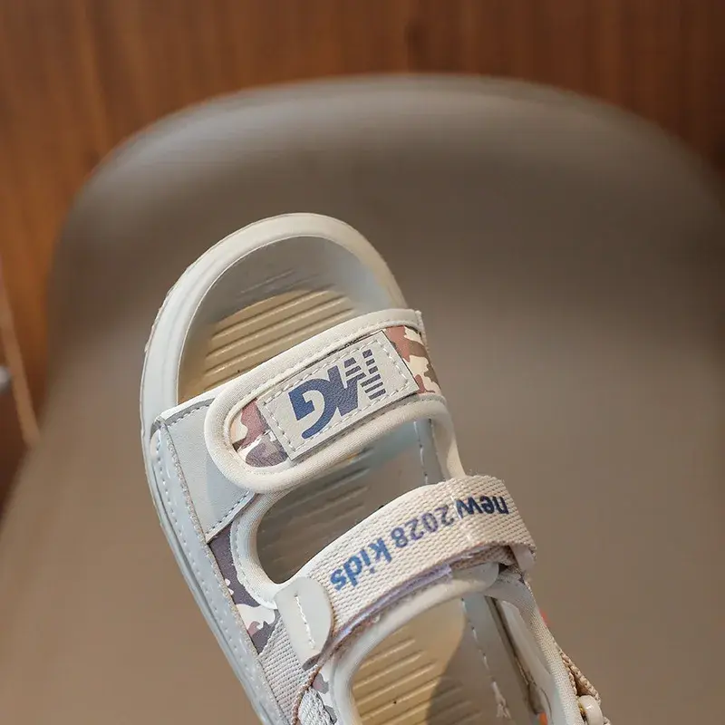 2025 Little Boy Shoes Sandals Causal Camouflage Boys Beach Shoes Summer Black Beige Letter Printing Kids Children Sandals I03261