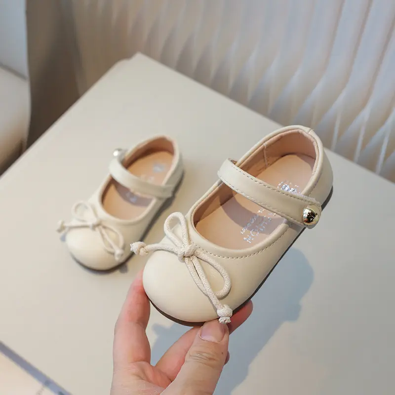 Fashion Spring Bowtie New Children Single Party Shoes Girls' Leather Shoes Soft Sole Wedding Children's Princess Shoe Kid I07245
