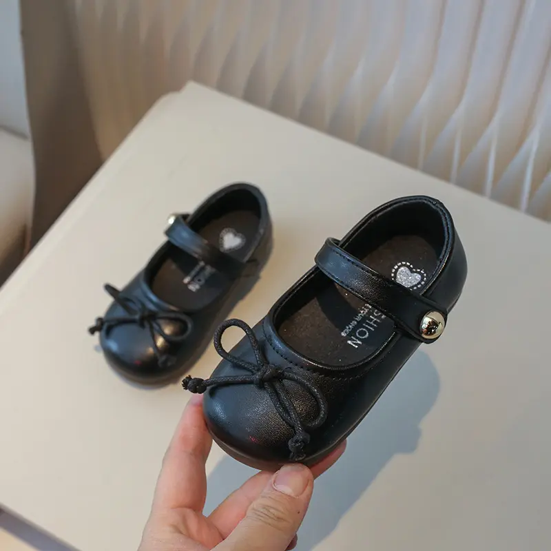 Fashion Spring Bowtie New Children Single Party Shoes Girls' Leather Shoes Soft Sole Wedding Children's Princess Shoe Kid I07245