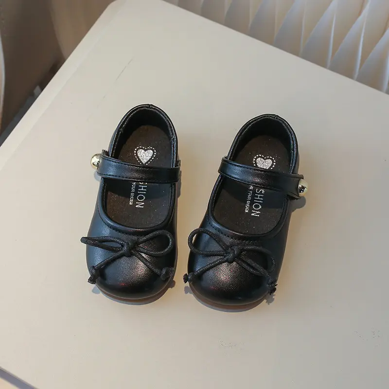 Fashion Spring Bowtie New Children Single Party Shoes Girls' Leather Shoes Soft Sole Wedding Children's Princess Shoe Kid I07245