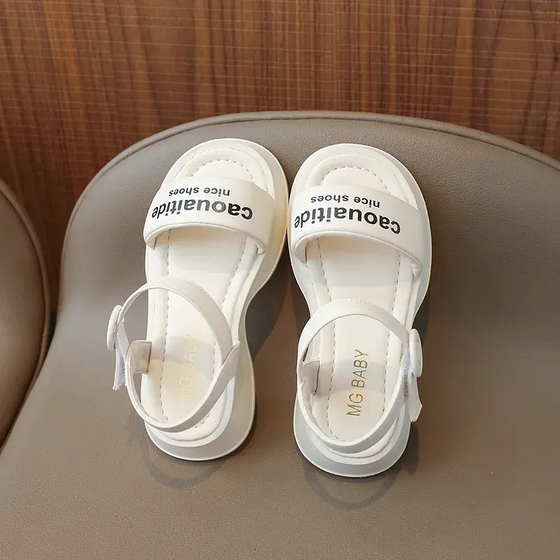 Children Sandals Fresh Princess Travel Shoes for Summer Sutdent Vacation Beach Shoes Nice Letter Print Wedges Girl Sandal I04043