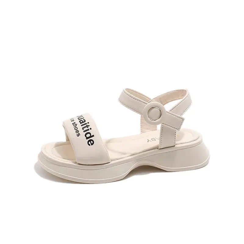 Children Sandals Fresh Princess Travel Shoes for Summer Sutdent Vacation Beach Shoes Nice Letter Print Wedges Girl Sandal I04043