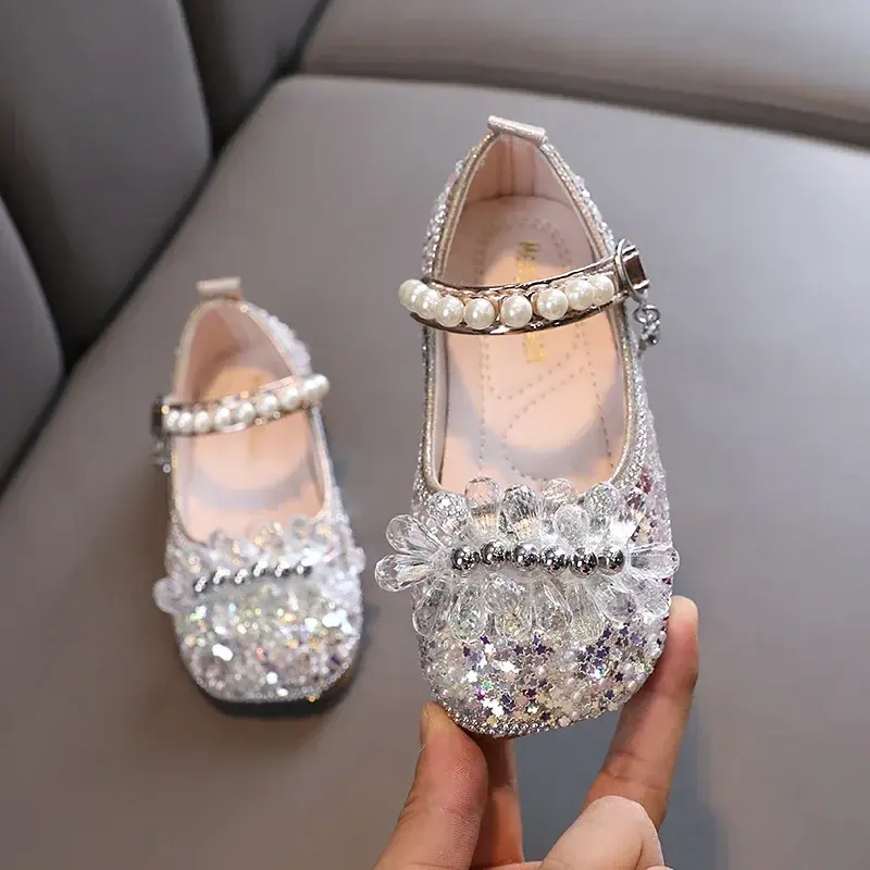 Gorgeous Designer Shoes for Girls Kids Rhinestone Princess Mary Janes Shoes Bling Stars Soft Bottom Children Dance Shoes I04115