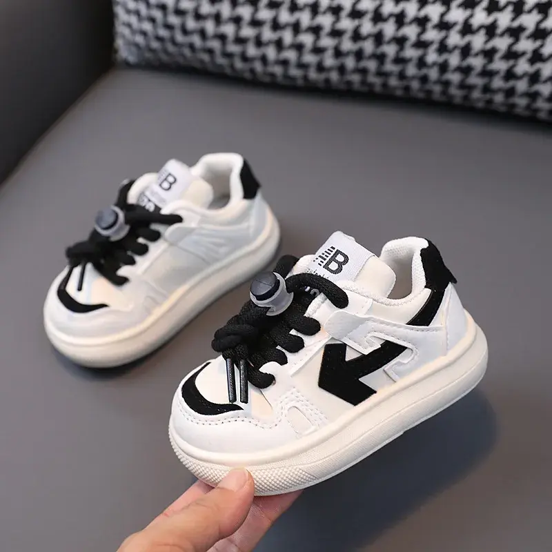 2024 Spring Fall Sports Shoes for Boys Fashion Fully Flats Stripes Dad Sneakers for Girls Black Green Rose Kids Trainers G07114