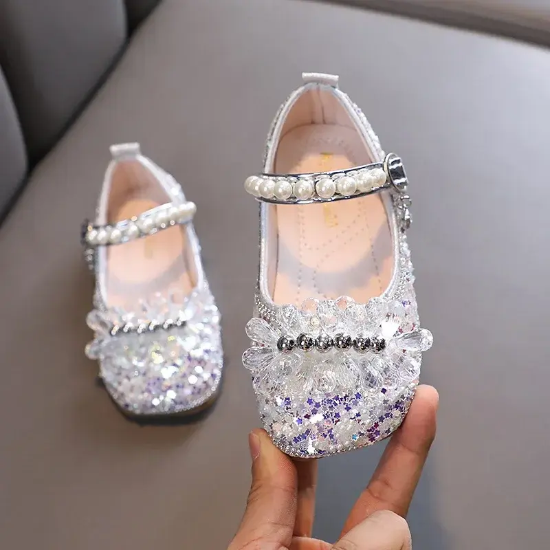 Gorgeous Designer Shoes for Girls Kids Rhinestone Princess Mary Janes Shoes Bling Stars Soft Bottom Children Dance Shoes I04115