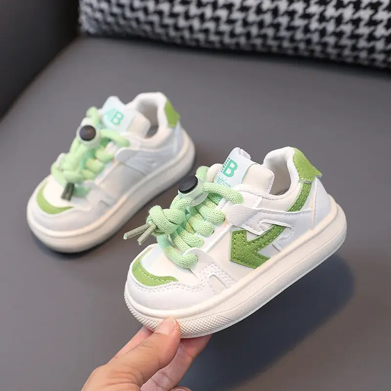 2024 Spring Fall Sports Shoes for Boys Fashion Fully Flats Stripes Dad Sneakers for Girls Black Green Rose Kids Trainers G07114
