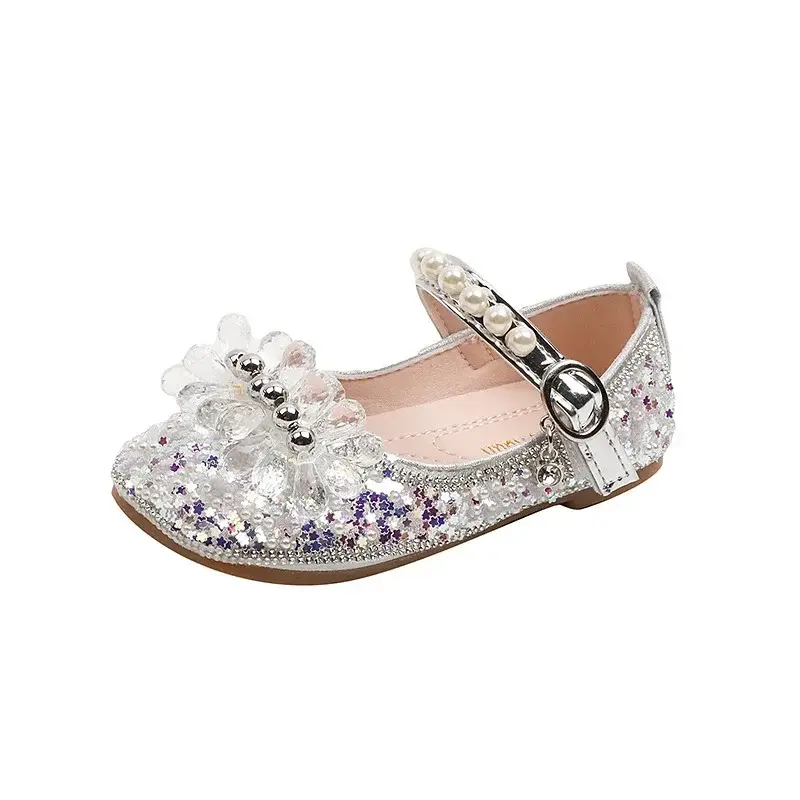Gorgeous Designer Shoes for Girls Kids Rhinestone Princess Mary Janes Shoes Bling Stars Soft Bottom Children Dance Shoes I04115
