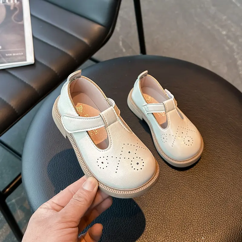 Princess Girls Shoes Kids PU Leather Shoes for Girl Spring Children Casual Low Heels T-tied Shoes Wedding Birthday Shows I08116