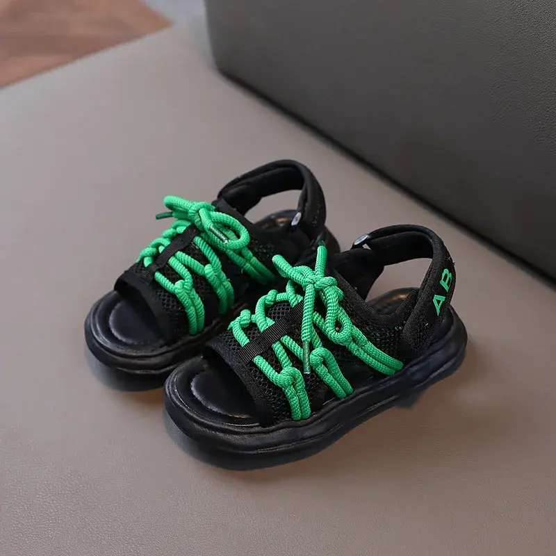 Lace Up Children White Sport Shoes Summer New Boys Breathable Mesh Sandals Purple Girls Non-slip Outdoor Casual Shoes Kid H01216