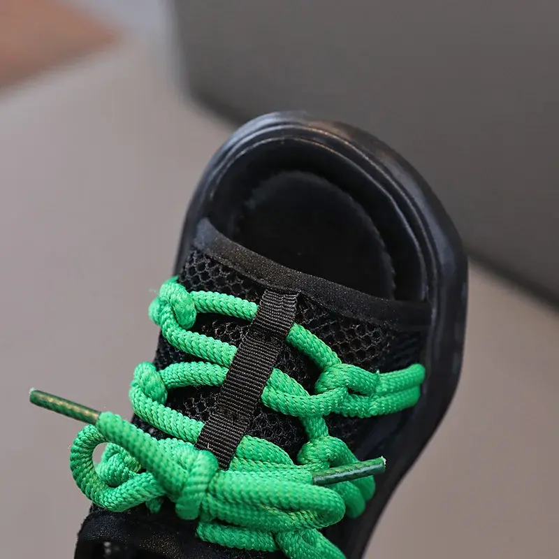 Lace Up Children White Sport Shoes Summer New Boys Breathable Mesh Sandals Purple Girls Non-slip Outdoor Casual Shoes Kid H01216