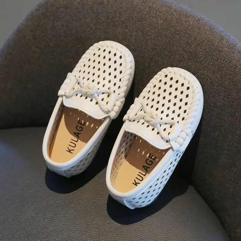 New England Style Toddler Trendy Shoes Boys and Girls Cut-outs Comfort Leather Shoes Slip on Soft Bottom Children Sneaker I05105