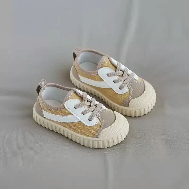 Children Canvas Shoes Girls Fall 2024 All Match Kids Casual Shoes Patchwork Boys Sneakers All-match Stripe School Shoes H06122