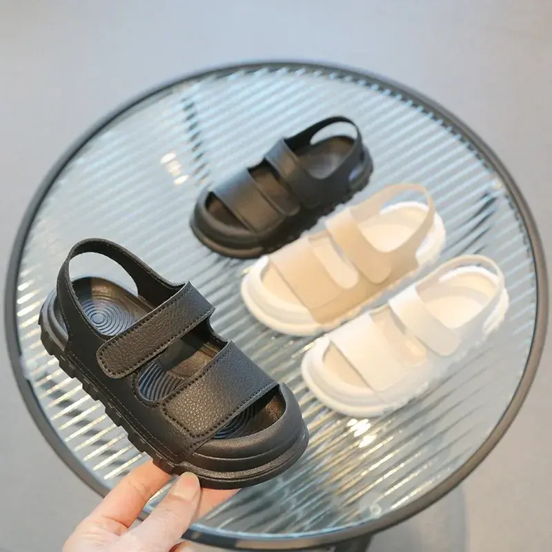 Children Sandals Flat Heel Platform Strap Anti-kick Toe Outdoor Sport Beach Casual Shoes High quality PU Leather Sandals I01101